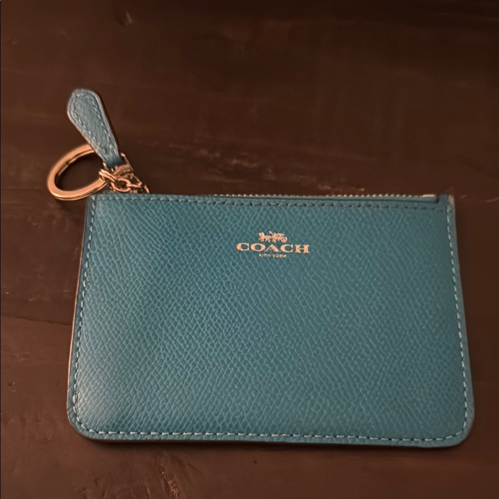 Coach Blue Leather Keychain Wallet